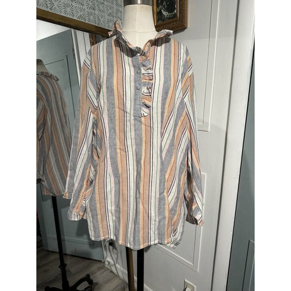Rungolee Jacqueline Popover Tunic Top Striped Multicolor Size XL - Picture 1 of 9
